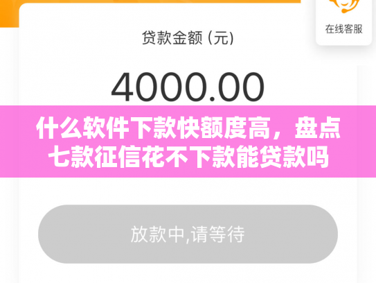 什么软件下款快额度高，盘点七款征信花不下款能贷款吗