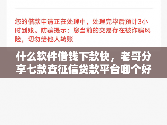 什么软件借钱下款快，老哥分享七款查征信贷款平台哪个好下款