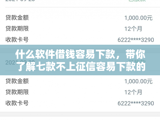 什么软件借钱容易下款，带你了解七款不上征信容易下款的贷款