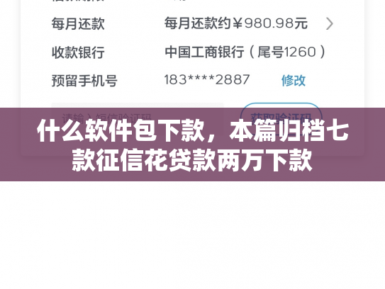 什么软件包下款，本篇归档七款征信花贷款两万下款