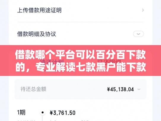 借款哪个平台可以百分百下款的，专业解读七款黑户能下款的平台