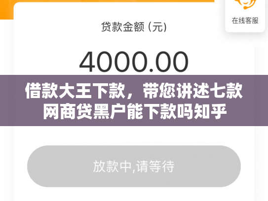 借款大王下款，带您讲述七款网商贷黑户能下款吗知乎