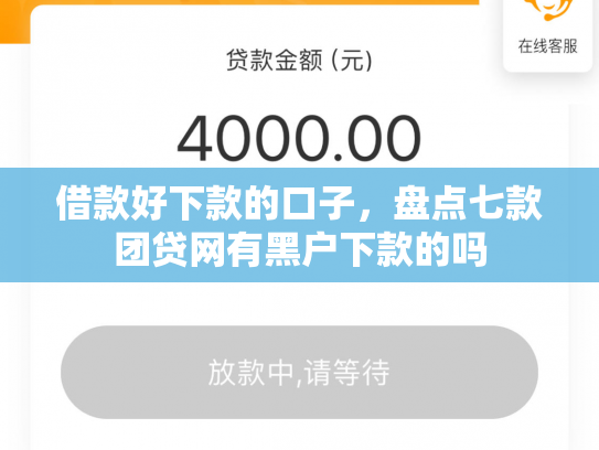 借款好下款的口子，盘点七款团贷网有黑户下款的吗