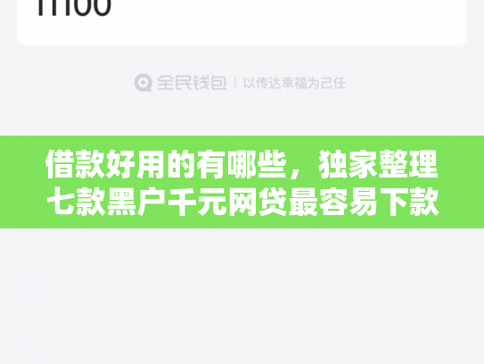 借款好用的有哪些，独家整理七款黑户千元网贷最容易下款
