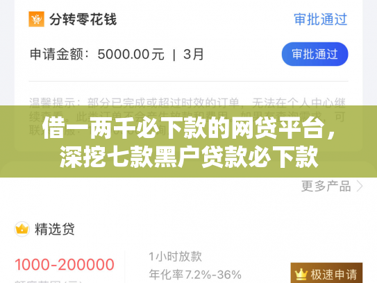 借一两千必下款的网贷平台，深挖七款黑户贷款必下款