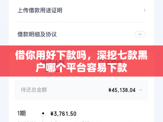 借你用好下款吗，深挖七款黑户哪个平台容易下款