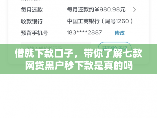 借就下款口子，带你了解七款网贷黑户秒下款是真的吗