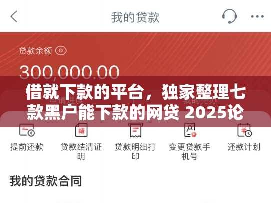 借就下款的平台，独家整理七款黑户能下款的网贷 2025论坛