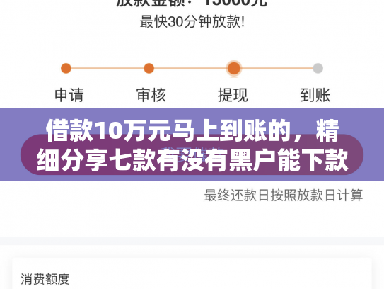 借款10万元马上到账的，精细分享七款有没有黑户能下款的网贷