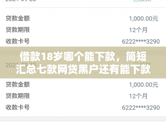 借款18岁哪个能下款，简短汇总七款网贷黑户还有能下款的吗