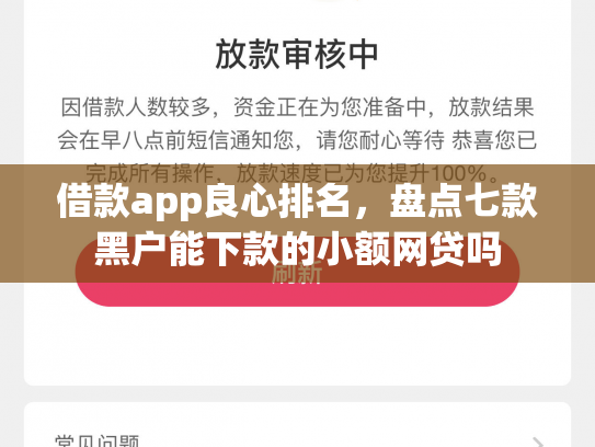 借款app良心排名，盘点七款黑户能下款的小额网贷吗