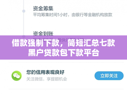 借款强制下款，简短汇总七款黑户贷款包下款平台