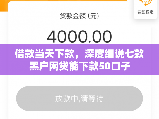 借款当天下款，深度细说七款黑户网贷能下款50口子