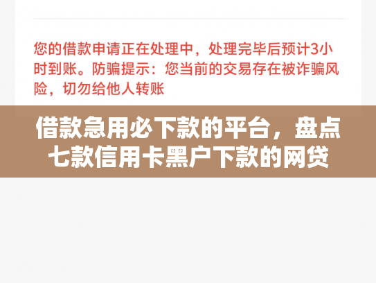 借款急用必下款的平台，盘点七款信用卡黑户下款的网贷