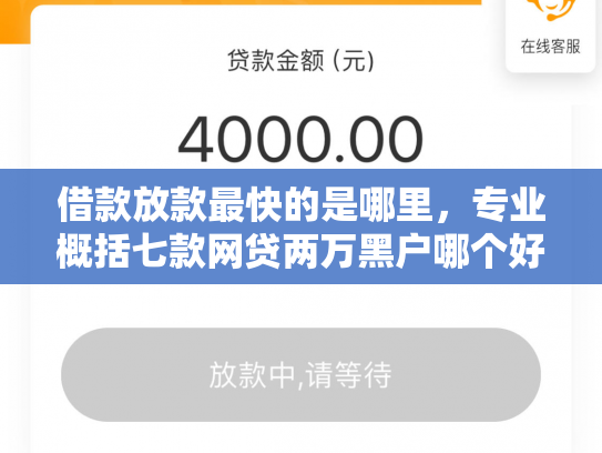借款放款最快的是哪里，专业概括七款网贷两万黑户哪个好下款
