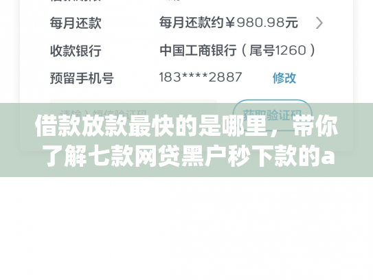 借款放款最快的是哪里，带你了解七款网贷黑户秒下款的app2025