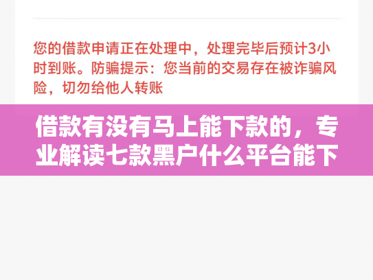 借款有没有马上能下款的，专业解读七款黑户什么平台能下款