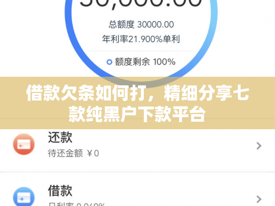 借款欠条如何打，精细分享七款纯黑户下款平台