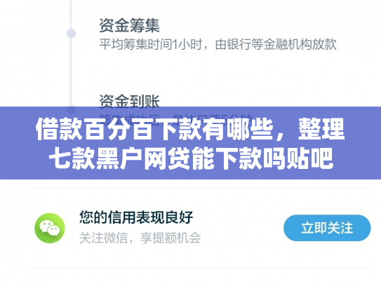 借款百分百下款有哪些，整理七款黑户网贷能下款吗贴吧