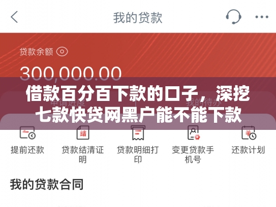 借款百分百下款的口子，深挖七款快贷网黑户能不能下款