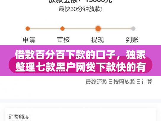 借款百分百下款的口子，独家整理七款黑户网贷下款快的有哪些