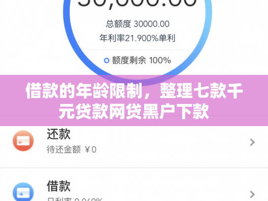 借款的年龄限制，整理七款千元贷款网贷黑户下款