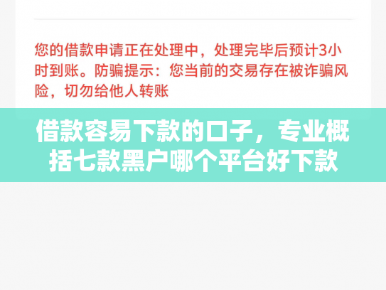 借款容易下款的口子，专业概括七款黑户哪个平台好下款