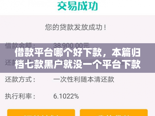借款平台哪个好下款，本篇归档七款黑户就没一个平台下款