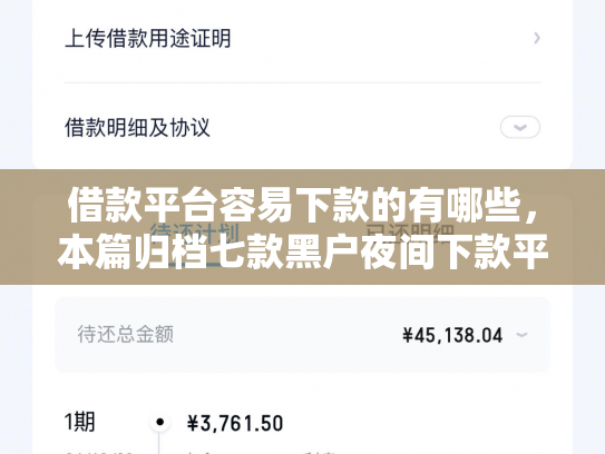 借款平台容易下款的有哪些，本篇归档七款黑户夜间下款平台