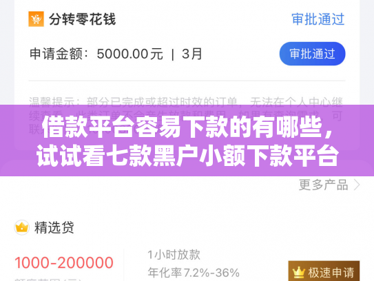 借款平台容易下款的有哪些，试试看七款黑户小额下款平台