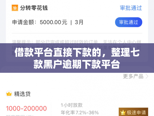借款平台直接下款的，整理七款黑户逾期下款平台