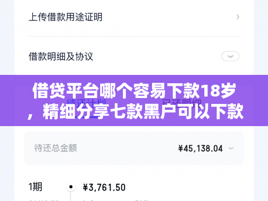 借贷平台哪个容易下款18岁，精细分享七款黑户可以下款的大额网贷