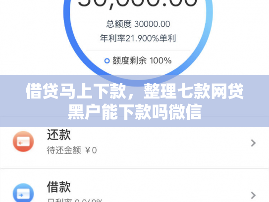 借贷马上下款，整理七款网贷黑户能下款吗微信