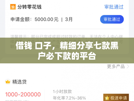 借钱 口子，精细分享七款黑户必下款的平台