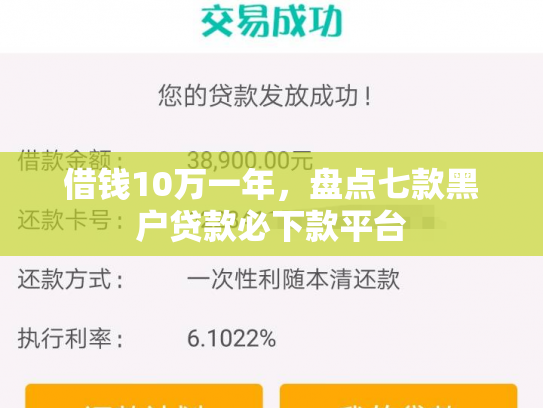借钱10万一年，盘点七款黑户贷款必下款平台