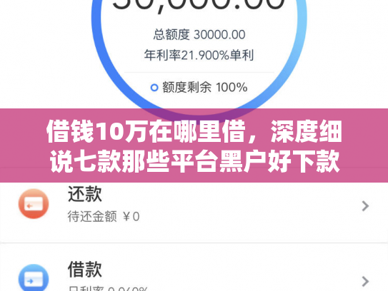 借钱10万在哪里借，深度细说七款那些平台黑户好下款