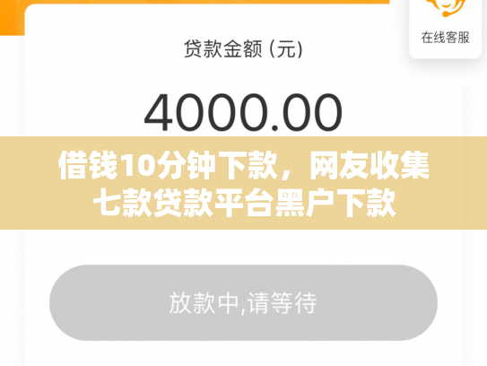 借钱10分钟下款，网友收集七款贷款平台黑户下款