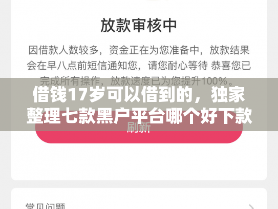 借钱17岁可以借到的，独家整理七款黑户平台哪个好下款