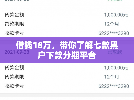 借钱18万，带你了解七款黑户下款分期平台