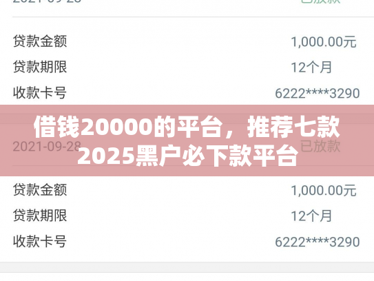 借钱20000的平台，推荐七款2025黑户必下款平台