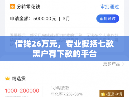 借钱26万元，专业概括七款黑户有下款的平台