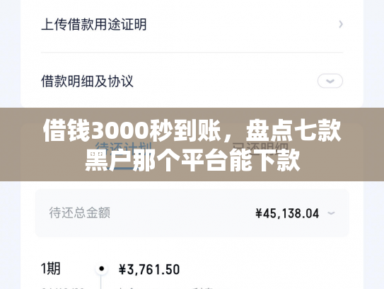 借钱3000秒到账，盘点七款黑户那个平台能下款