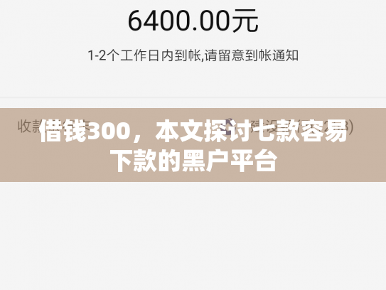 借钱300，本文探讨七款容易下款的黑户平台