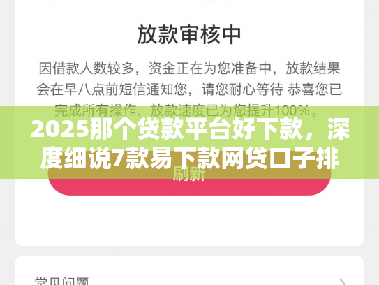 2025那个贷款平台好下款，深度细说7款易下款网贷口子排名