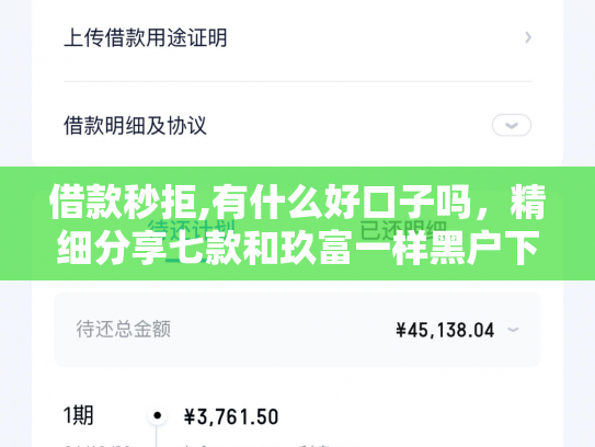 借款秒拒,有什么好口子吗，精细分享七款和玖富一样黑户下款网贷