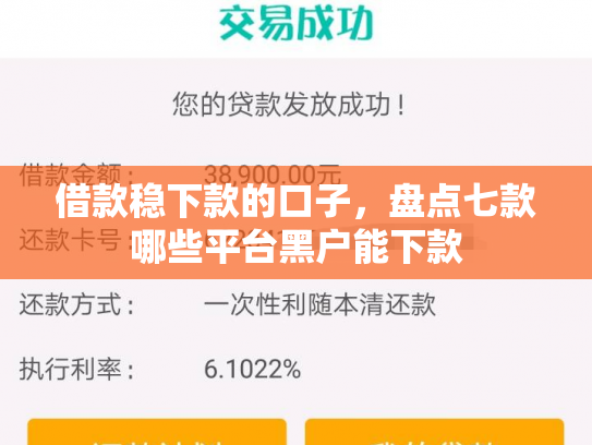 借款稳下款的口子，盘点七款哪些平台黑户能下款