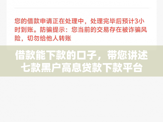借款能下款的口子，带您讲述七款黑户高息贷款下款平台