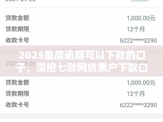 2025重度逾期可以下款的口子，深挖七款网贷黑户下款口子大额