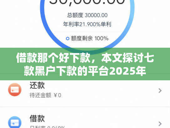 借款那个好下款，本文探讨七款黑户下款的平台2025年