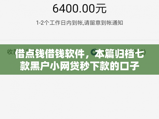 借点钱借钱软件，本篇归档七款黑户小网贷秒下款的口子